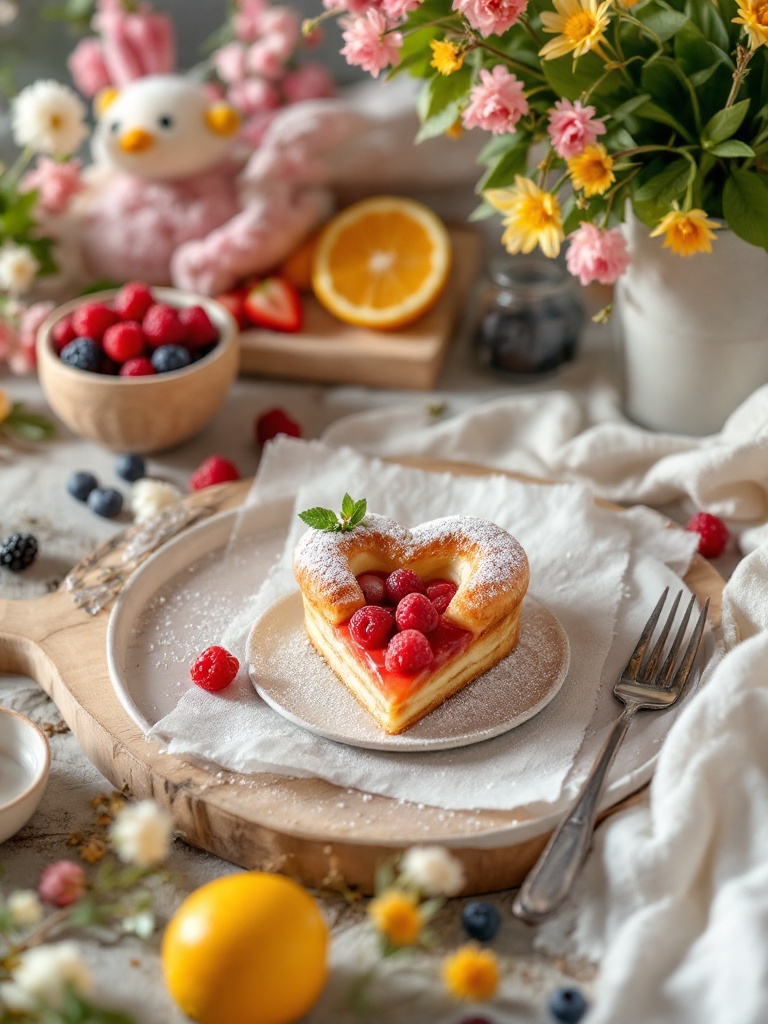 A collection of homemade spring pastries made with fresh fruits, evoking warmth and cozy vibes.
