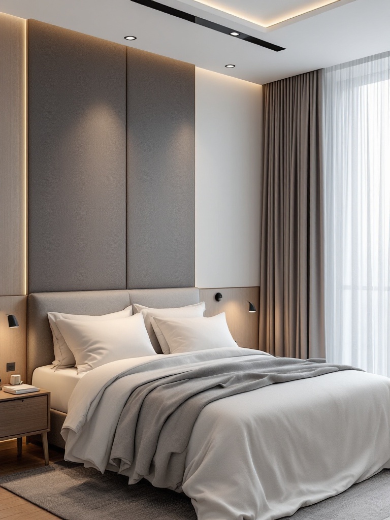 Smart bedroom features like lighting, curtains, and sound systems enhance comfort and relaxation.
