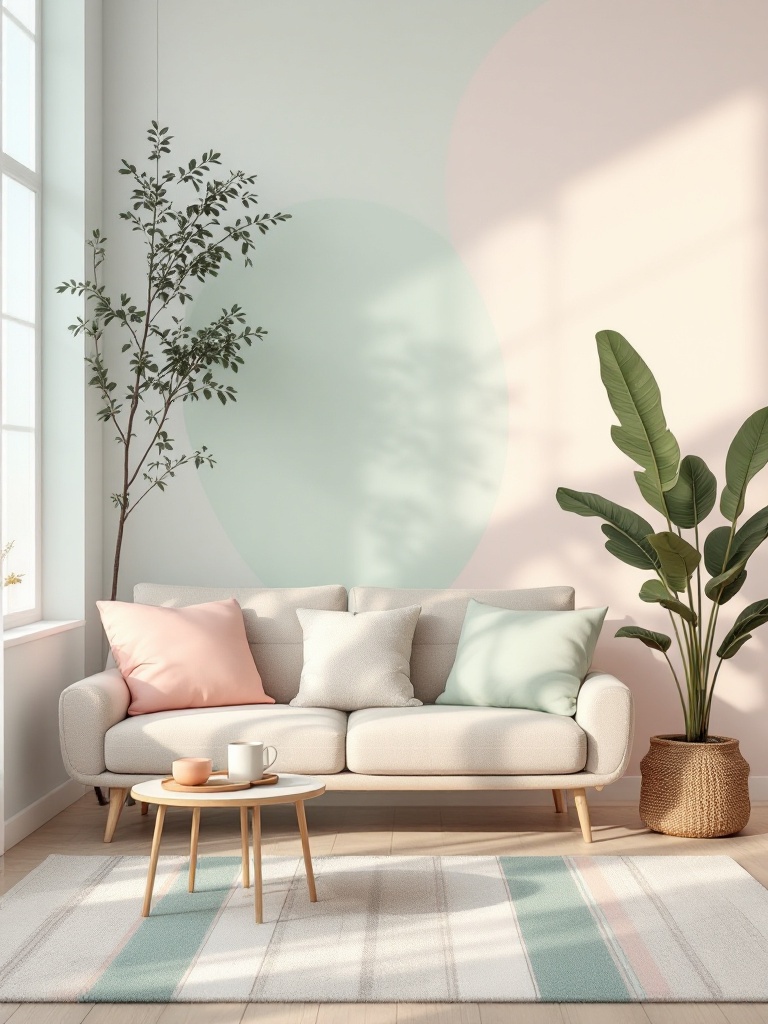 Pastel colors in soft pinks, mint greens, and baby blues create a cozy, inviting spring ambiance.