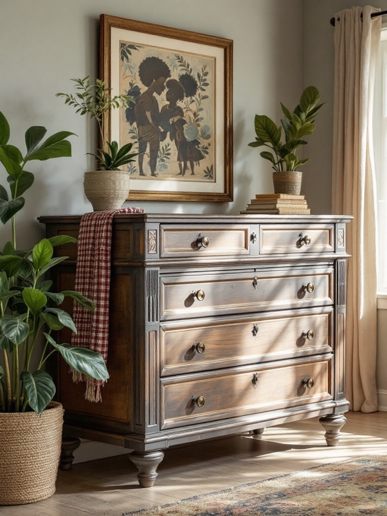 Image of refurbished furniture showcasing modern paint and finishes for a refreshed aesthetic and decor.