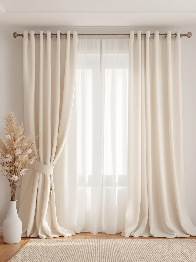 Transformative window treatments in a bedroom, showcasing light fabrics and blackout options for style.