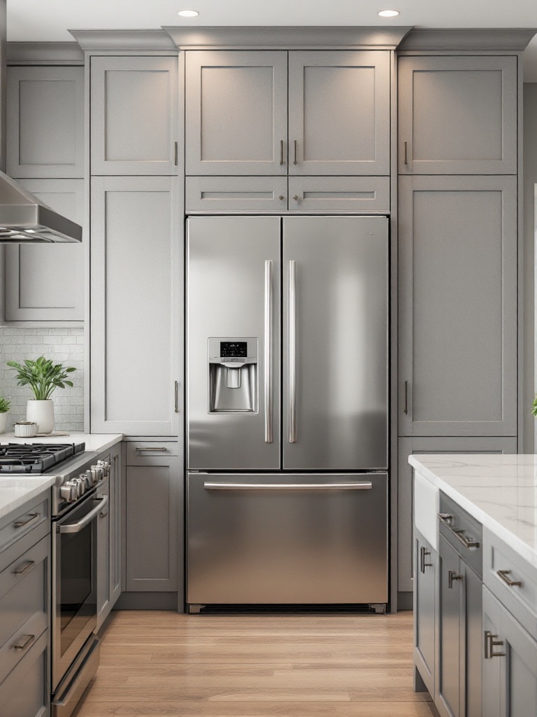 Seamless kitchen design with integrated appliances concealed behind custom cabinetry for a minimalist look.