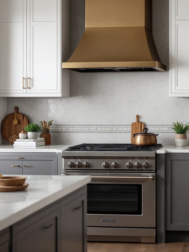 Stylish kitchen backsplash with bold patterns and materials like tiles, glass, and metal for protection.