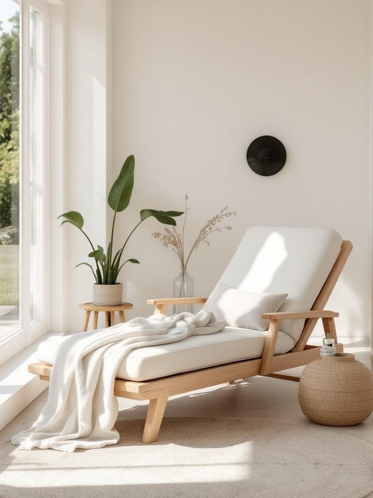 Chaise lounge outdoors, perfect for sunbathing, with soft fabric cover for comfort and style.